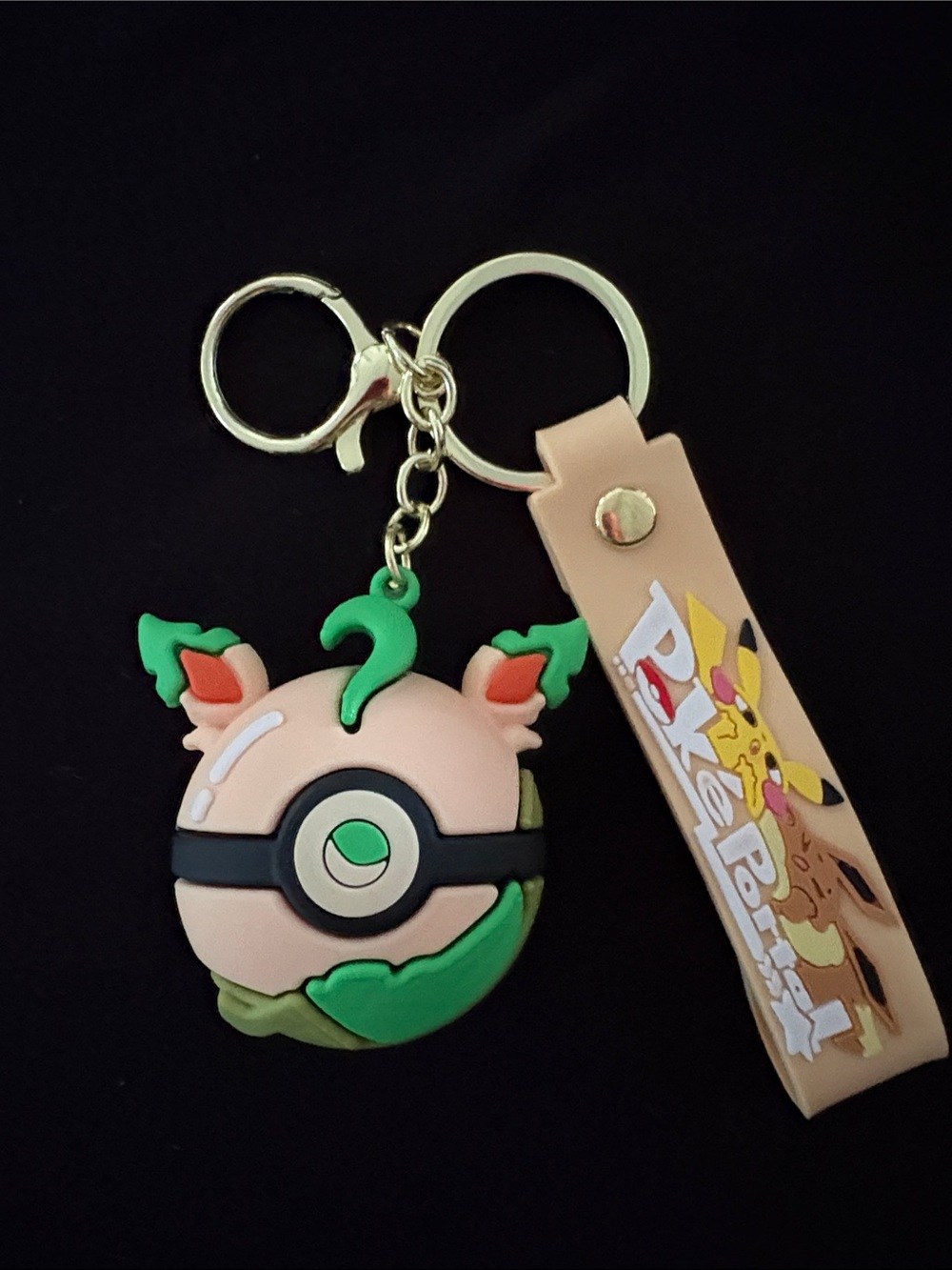 Green Pokémon Ball Leafeon Keychain Bag Charm with Strap